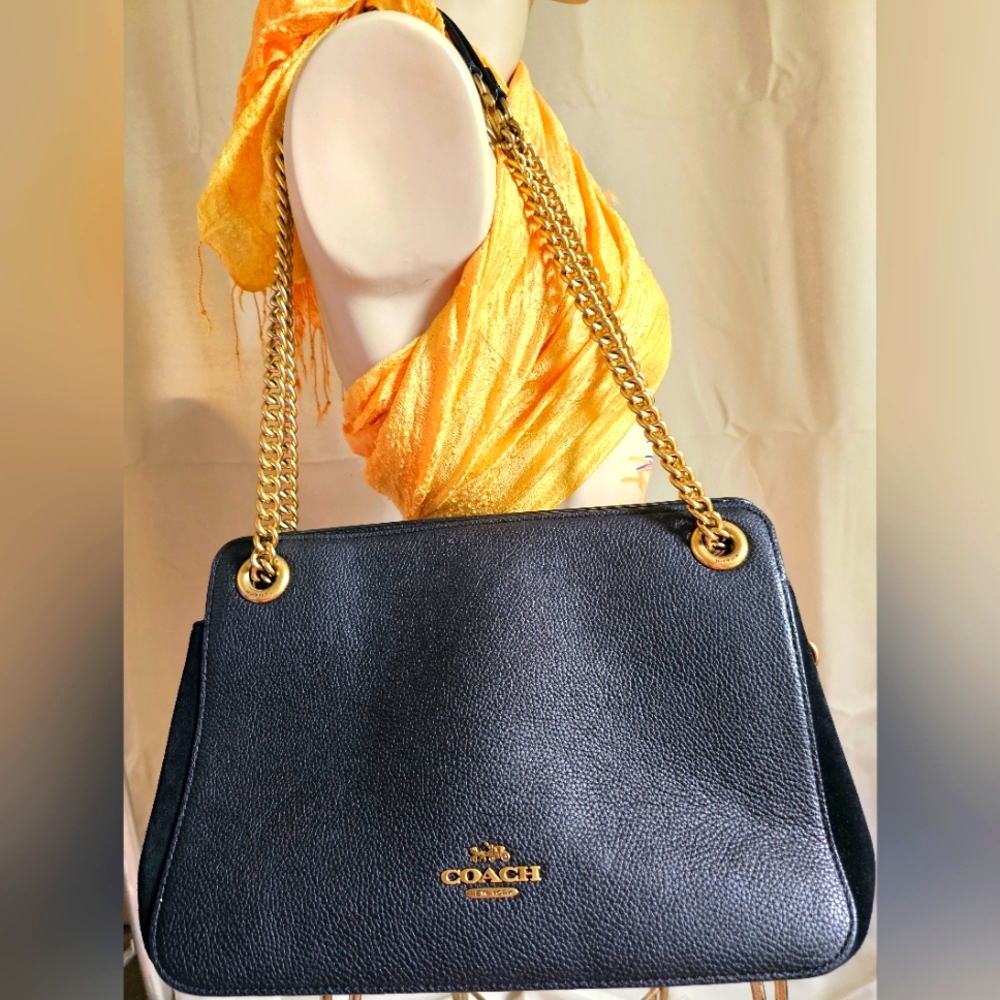 Coach Black Shoulder Bag with Gold Chain AUTHENTIC!! Price Firm.